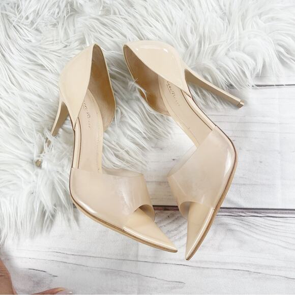 Gianvitto Rossi Bree Womens Patent Leather and PVC Peep-Toe Pumps in tan Size 42 - Picture 11 of 13